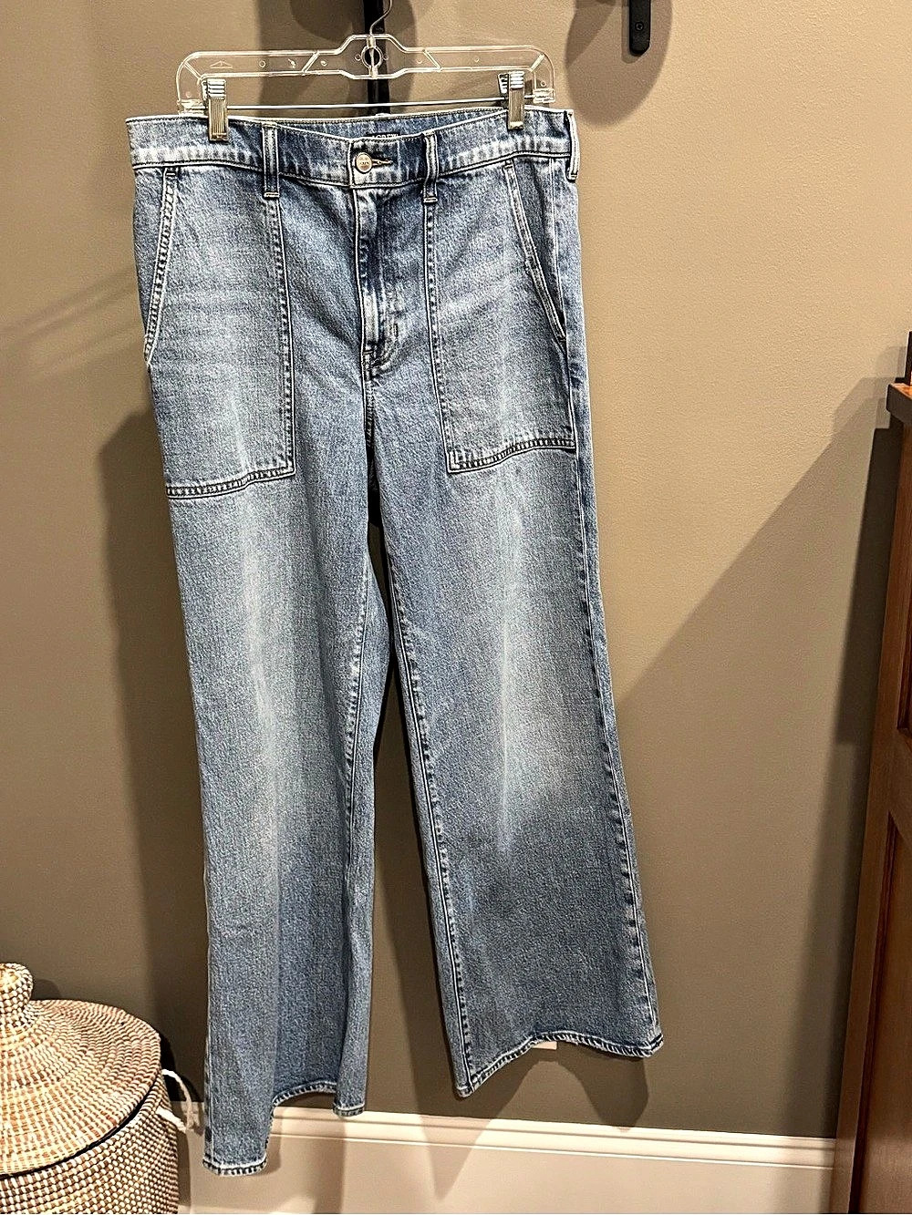 J.Crew Utility Wide Leg Jeans Size 29 Light Wash Patch Pocket Denim